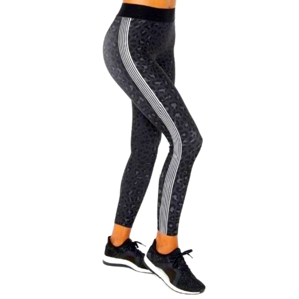 Ultracor Ultra High Waist Leopard Print Six Metallic Stripe Amina Legging, Small